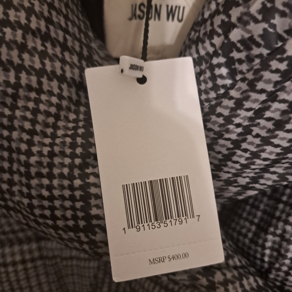 Jason Wu Gray Houndstooth Double Breasted Puffer Coat - Picture 3 of 8